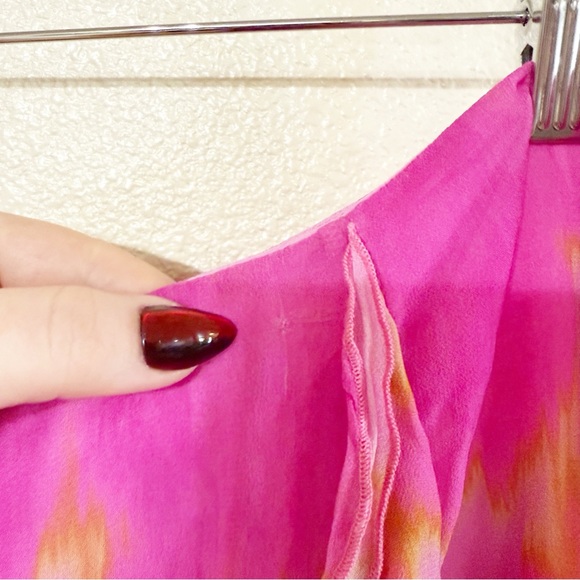 The Wolf Gang Rhapsody Maxi Skirt Candy Haze Frilly High Slit Hot Pink Floral - Picture 13 of 13